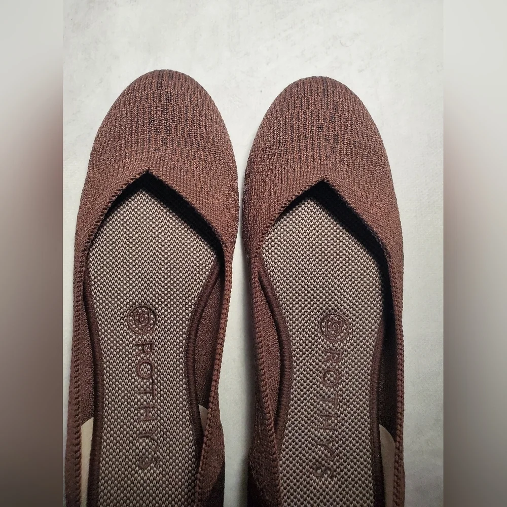 Rothy’s The Flat Women's Truffle Python Round Toe Ballet Brown Size 8